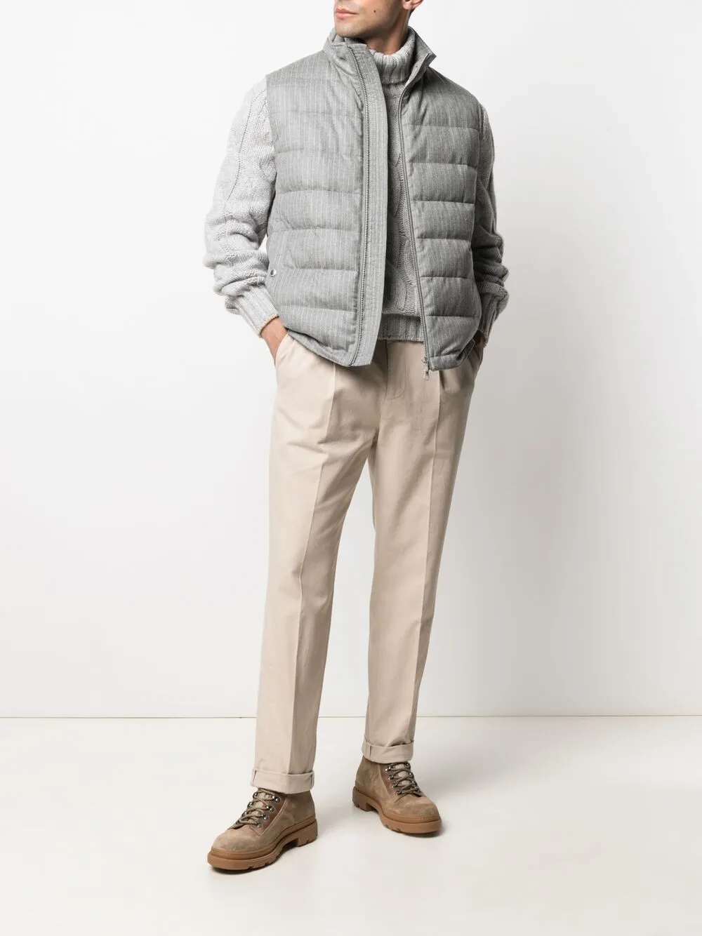 фото Brunello cucinelli дутый жилет в тонкую полоску