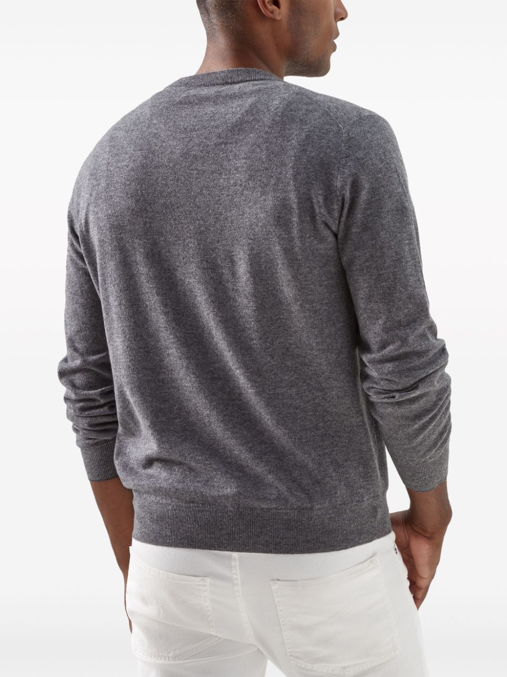 Shop Brunello Cucinelli Long-sleeve Cashmere Jumper In Grau