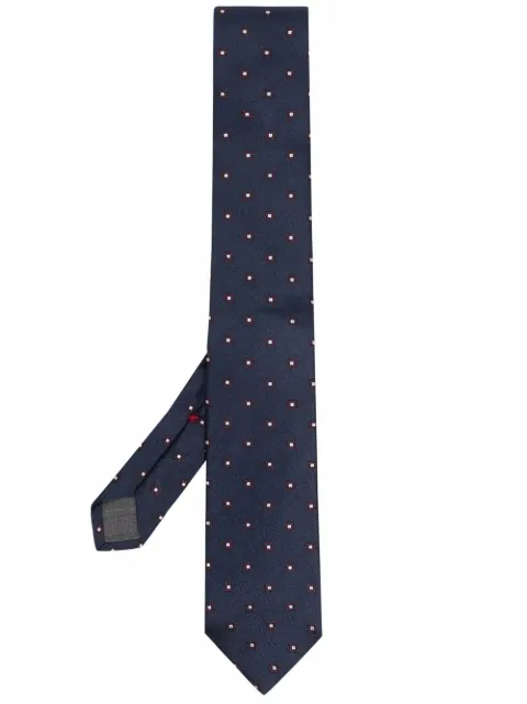 Brunello Cucinelli corbata de seda con estampado geométrico