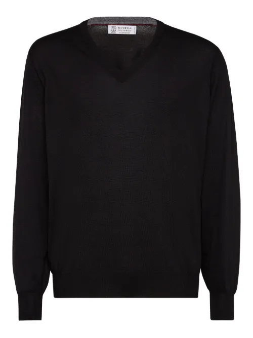 Pull en maille à col v - Brunello Cucinelli - Modalova