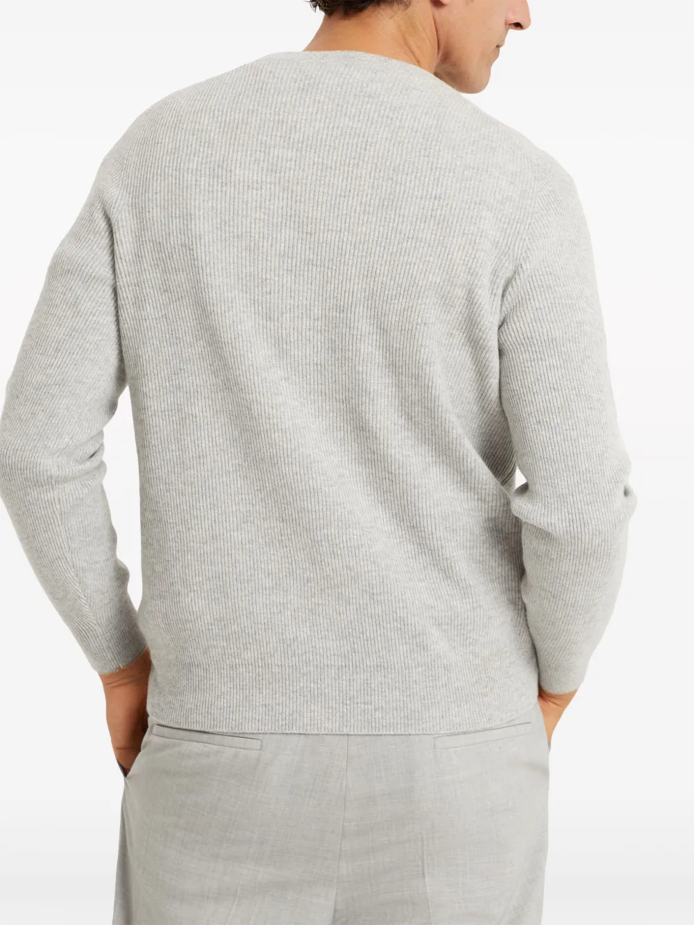 Brunello Cucinelli Ribbed-knit Cashmere Jumper In Grey