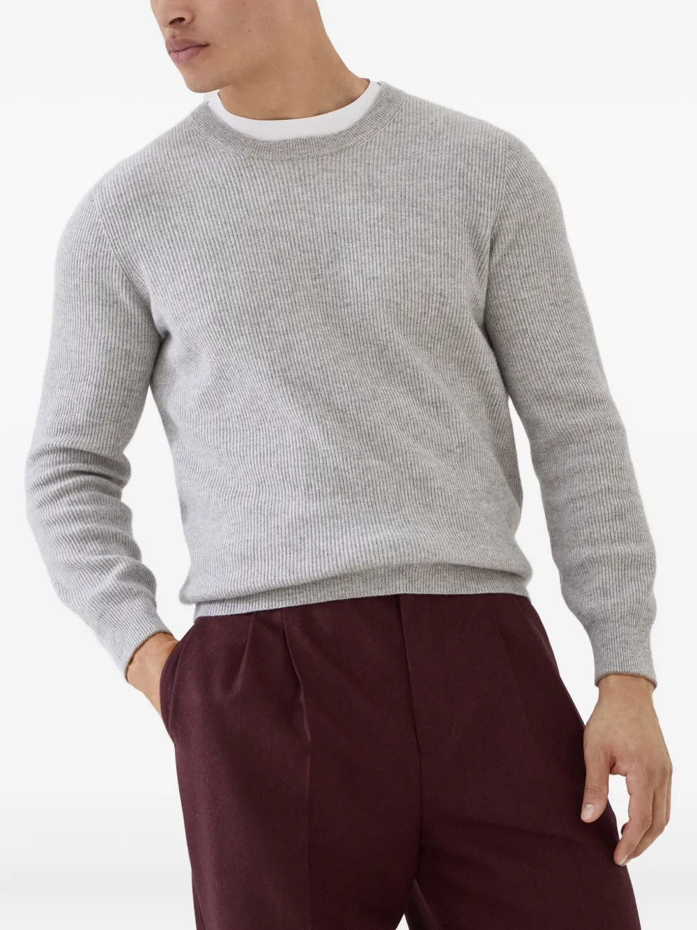 Brunello Cucinelli Gerippter Kaschmirpullover   Grau 