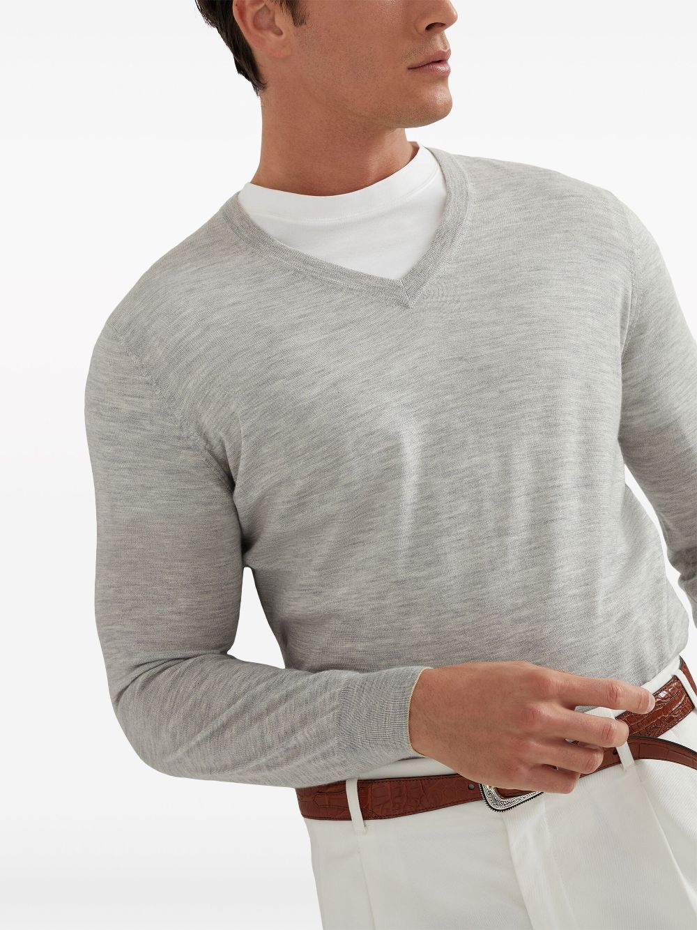 Brunello Cucinelli V-neck cashmere-silk jumper Men