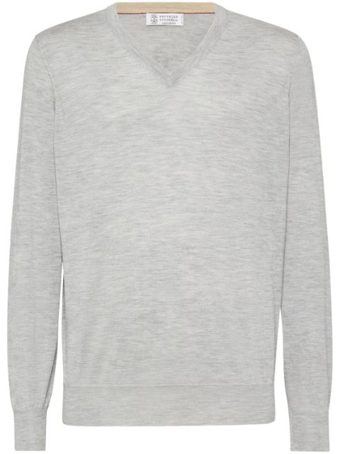 Brunello Cucinelli V-neck cashmere-silk jumper Men