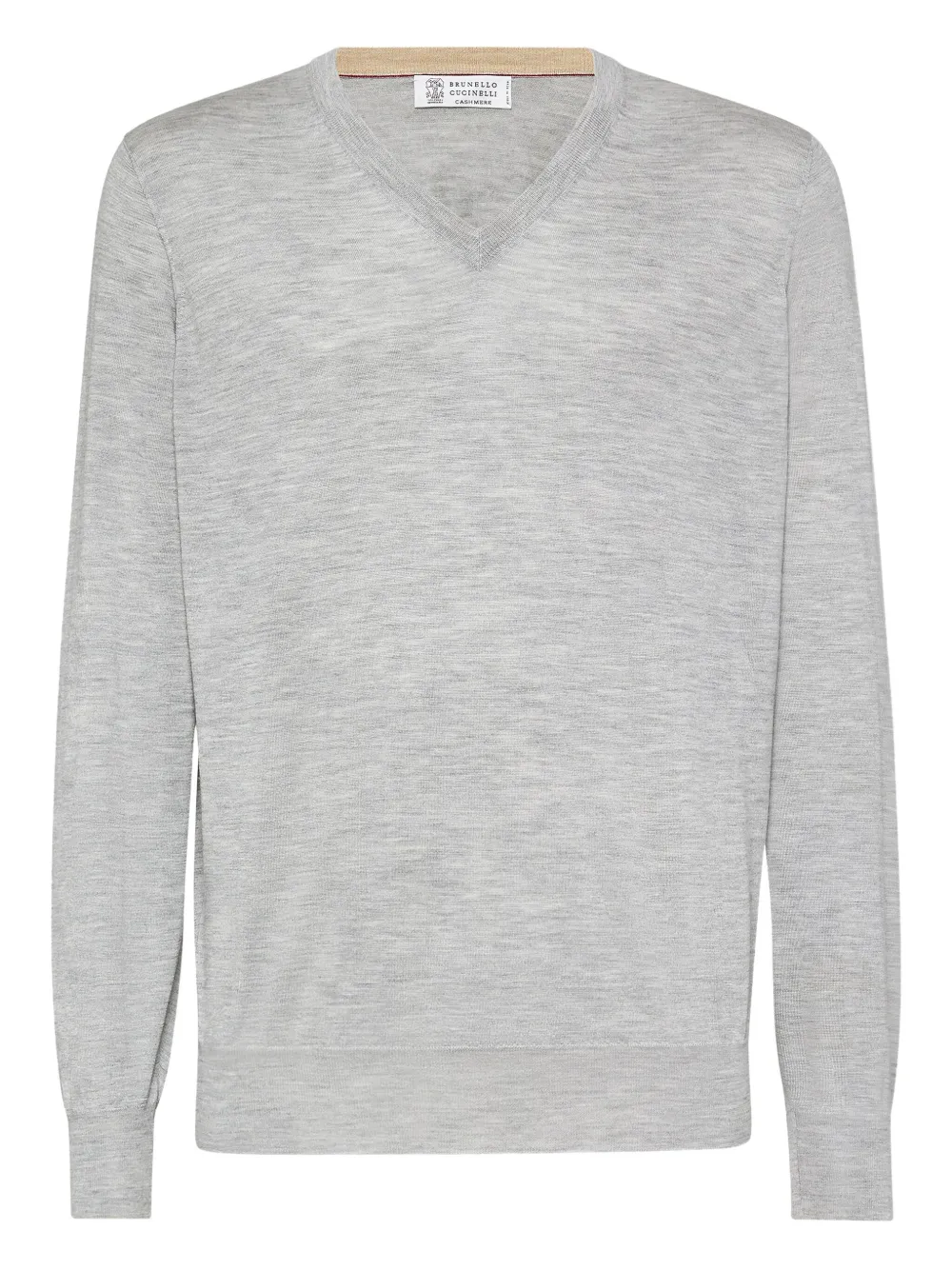 Brunello Cucinelli V-neck cashmere-silk jumper | Grey | Image 1