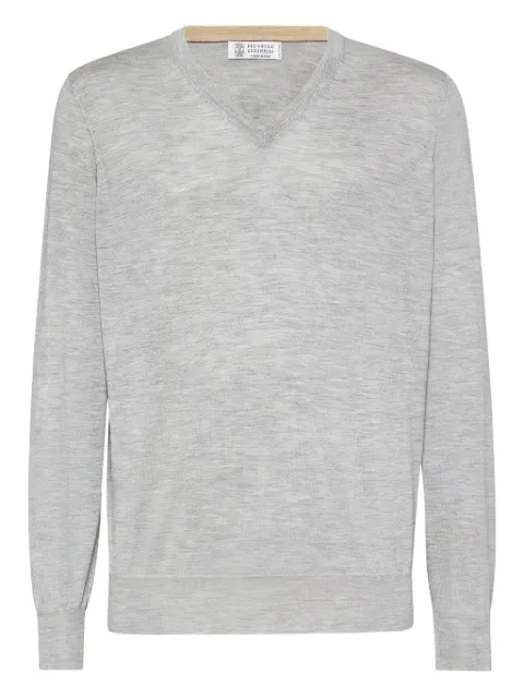 Brunello Cucinelli V-neck cashmere-silk jumper