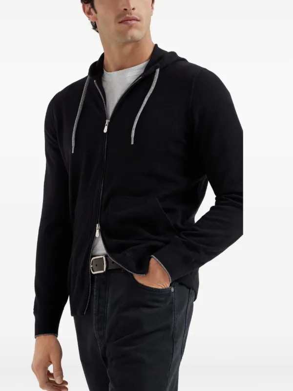 Brunello Cucinelli ジップアップ カシミアパーカー | ブラック