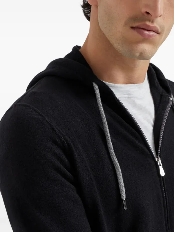 Brunello Cucinelli ジップアップ カシミアパーカー | ブラック
