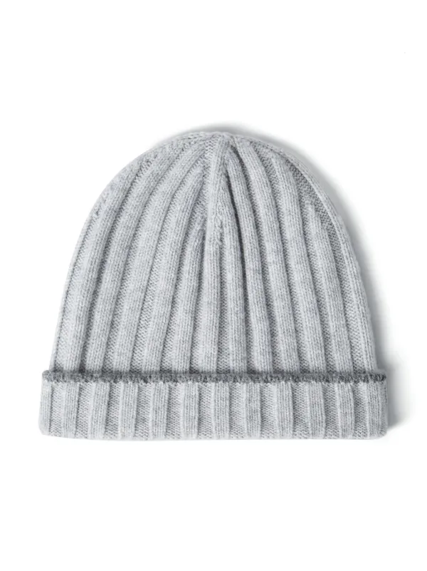 Brunello Cucinelli Ribbed Cashmere Beanie | Grey | FARFETCH BH