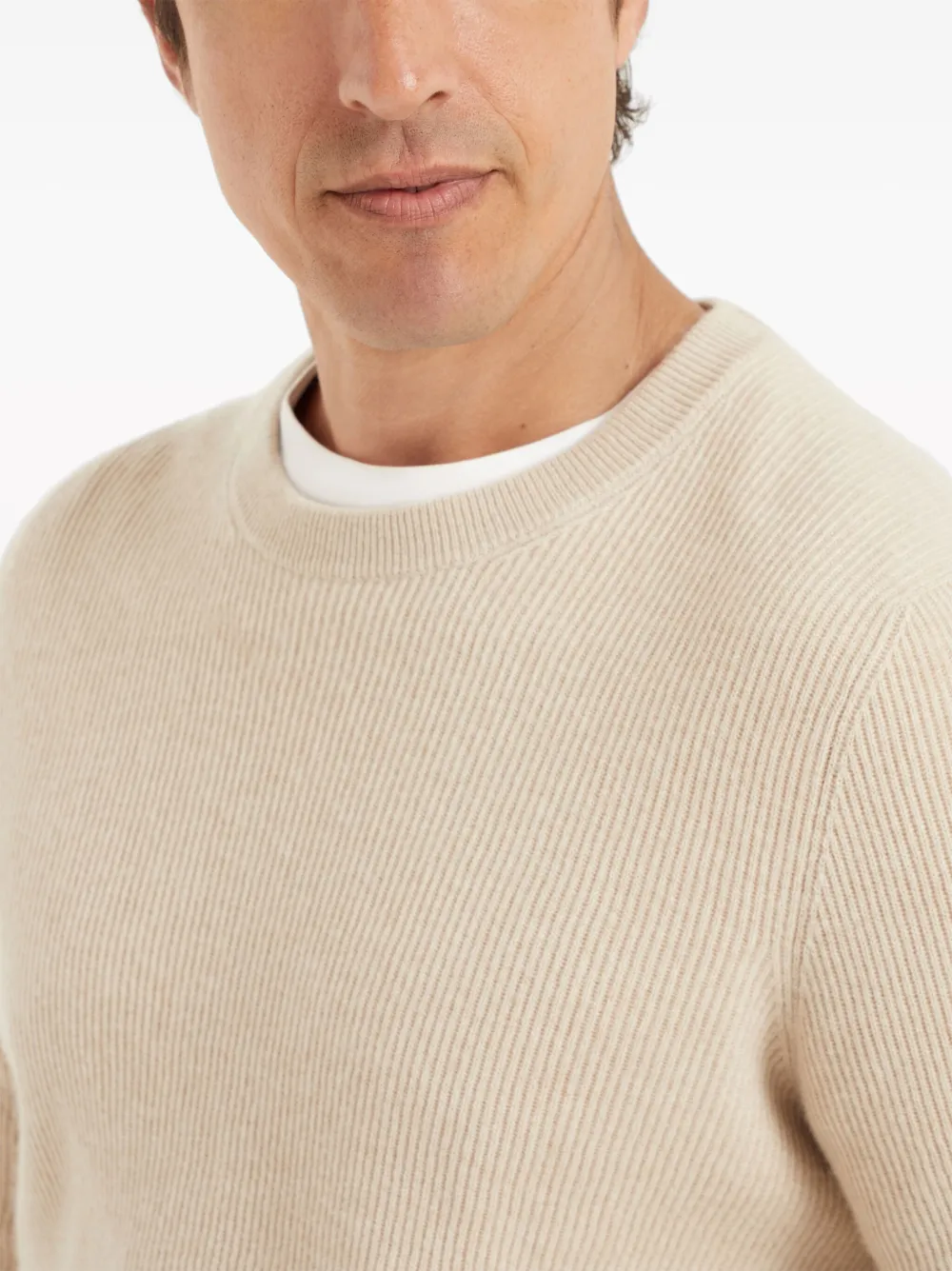 Brunello Cucinelli Crewneck Cashmere Jumper In Nude