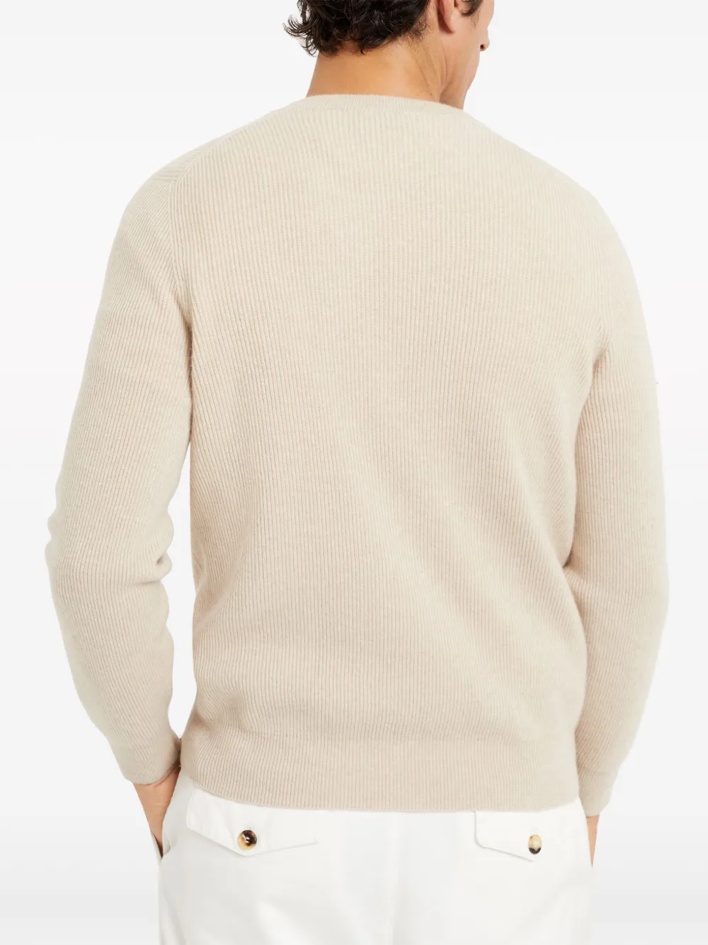 Brunello Cucinelli Crewneck Cashmere Jumper In Nude