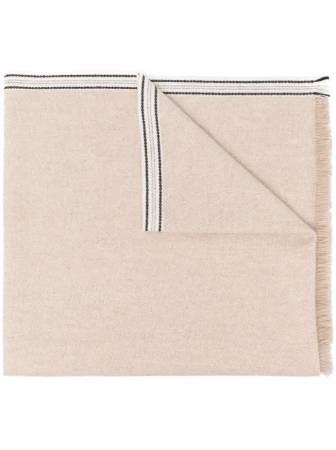 Brunello Cucinelli striped-edge cashmere scarf