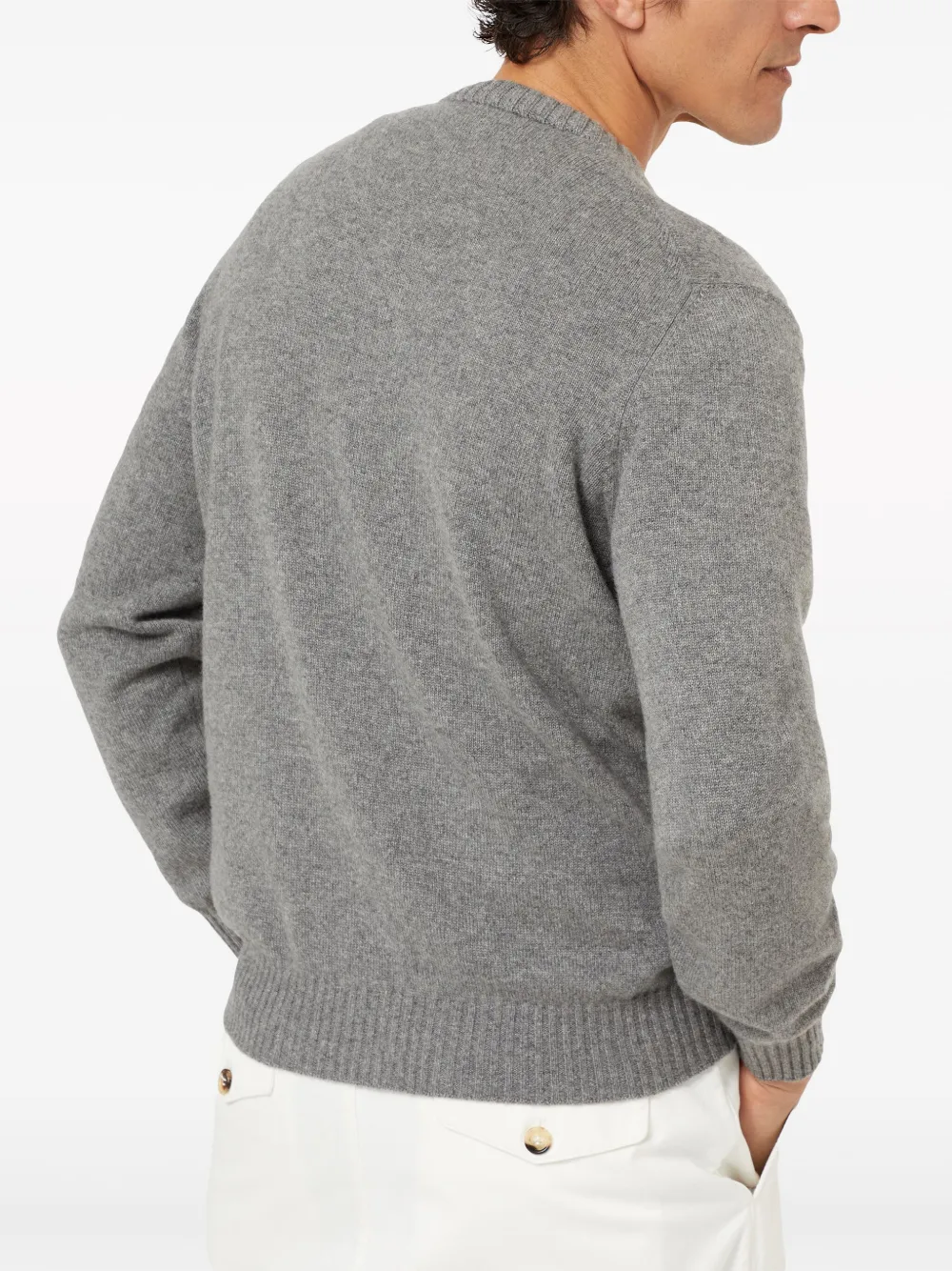 Brunello Cucinelli V-neck Wool-cashmere Jumper In Grey