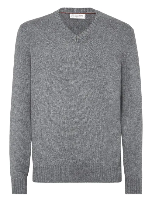 Pull en cachemire à col v - Brunello Cucinelli - Modalova