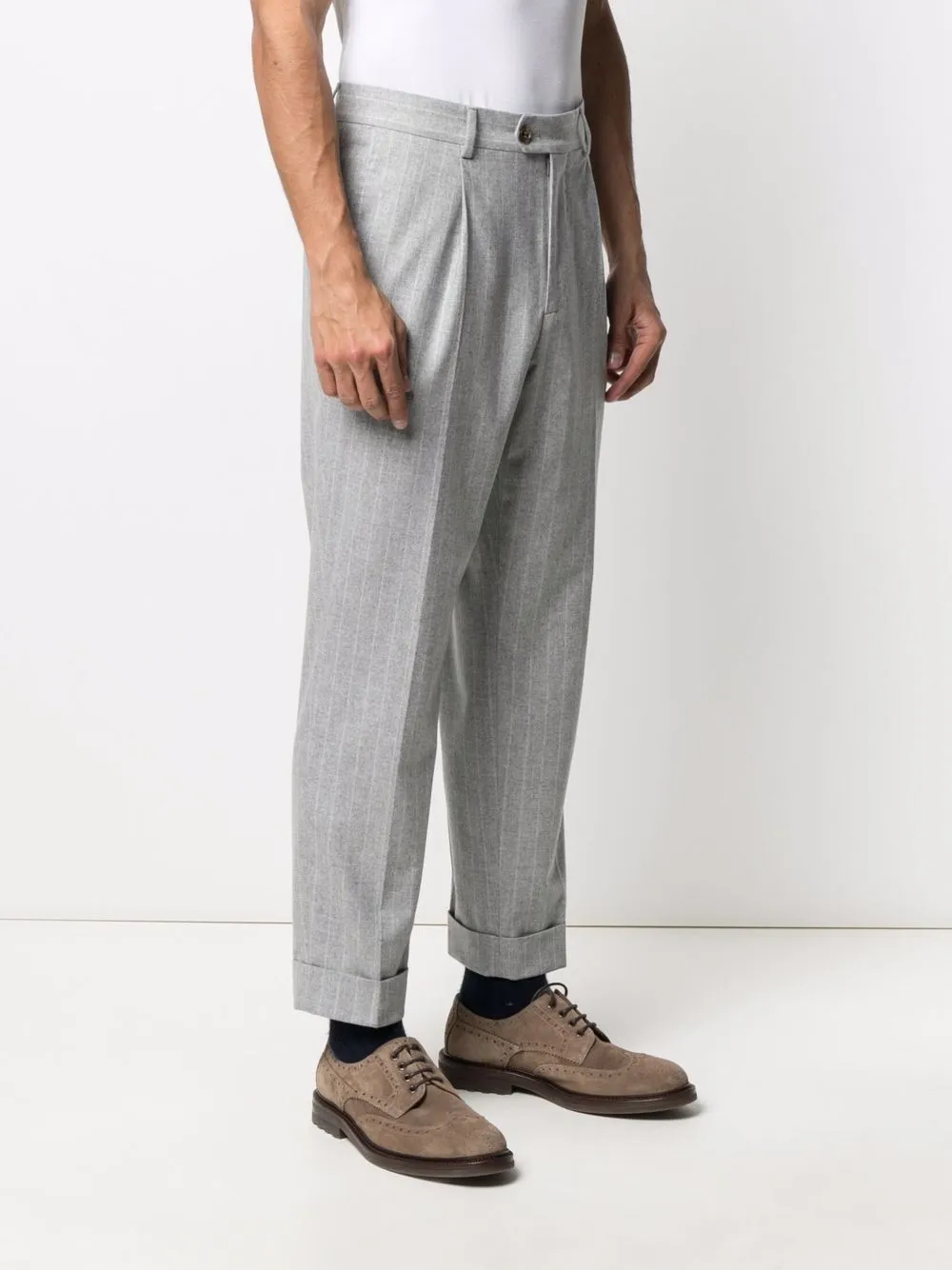 фото Brunello cucinelli прямые брюки в тонкую полоску