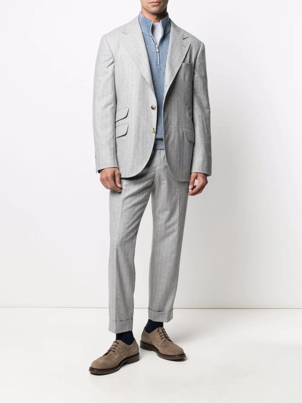 фото Brunello cucinelli прямые брюки в тонкую полоску
