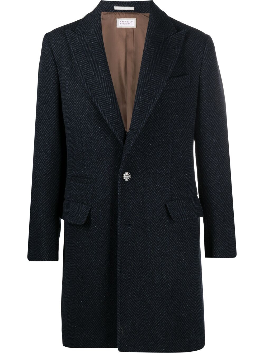 фото Brunello cucinelli однобортное пальто с узором шеврон