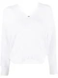 Lorena Antoniazzi V-neck sheer-panelled jumper - White