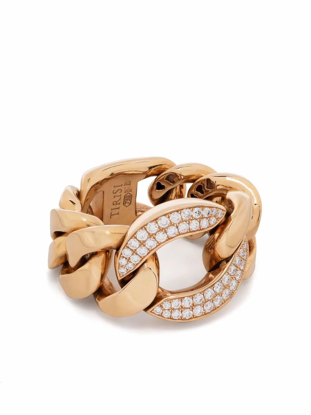 Tirisi Anello in oro rosa 18 carati con diamanti e catena in maglia barbazzale | rosa | Image 1