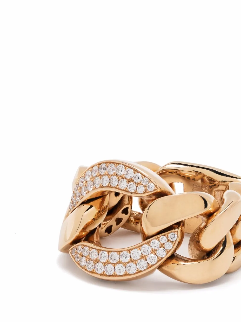Tirisi Anello in oro rosa 18 carati con diamanti e catena in maglia barbazzale | Anelli di alta gioielleria | Image 3