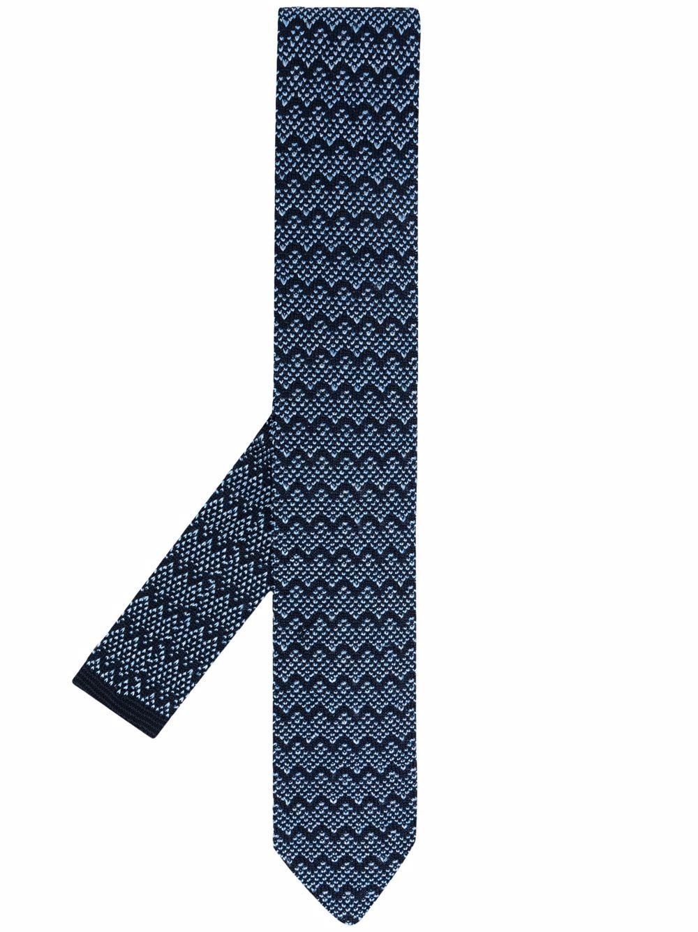Missoni Chevron Pattern Tie In Blau
