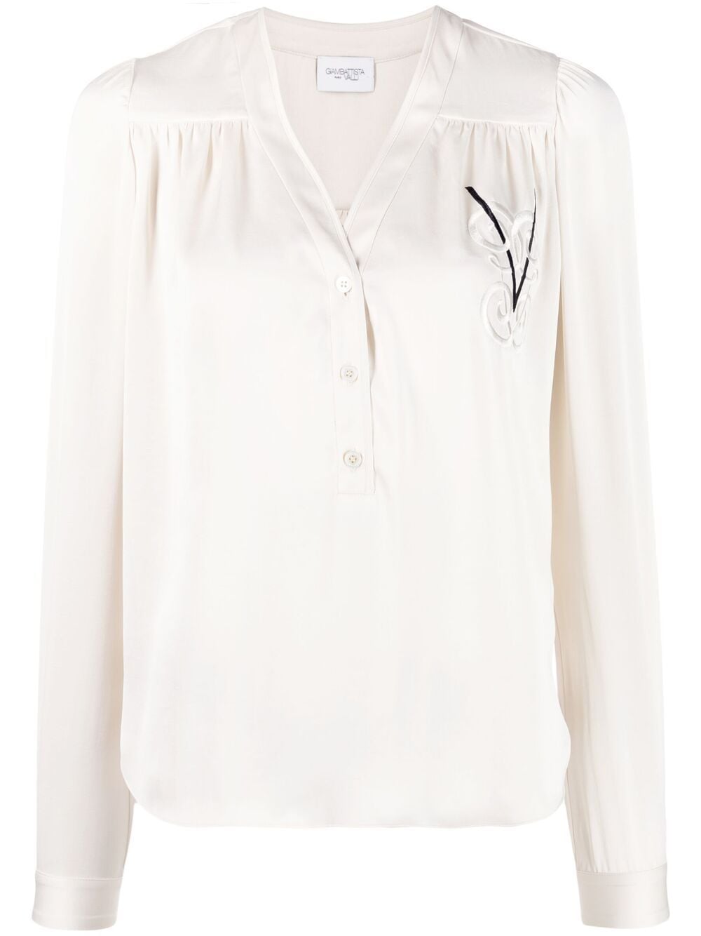 Giambattista Valli Embroidered-logo V-neck Shirt In Neutrals