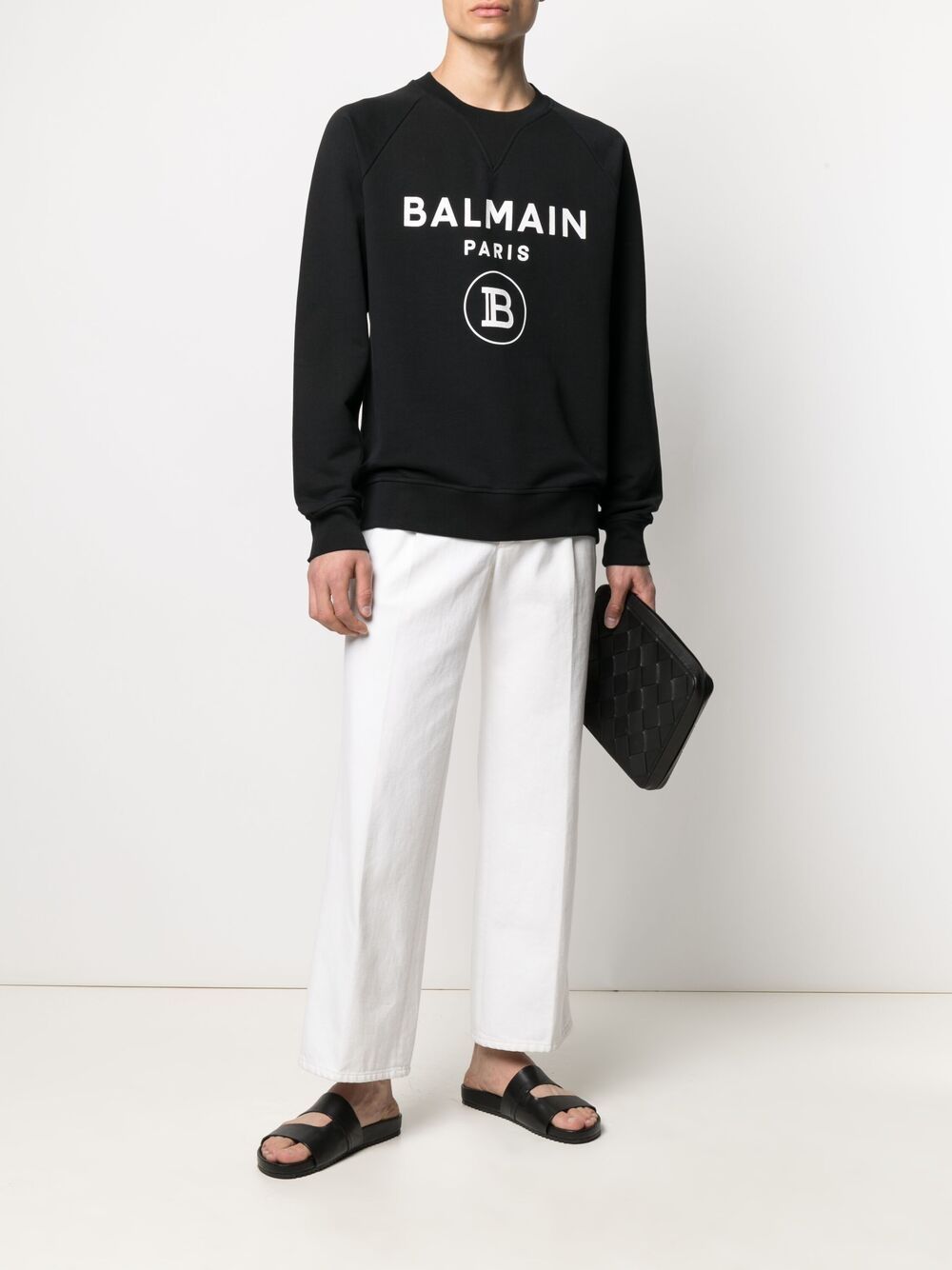 Balmain Sweater met logoprint - Zwart