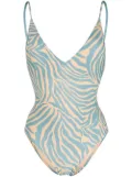 Anjuna zebra-print open-back one-piece - Blue