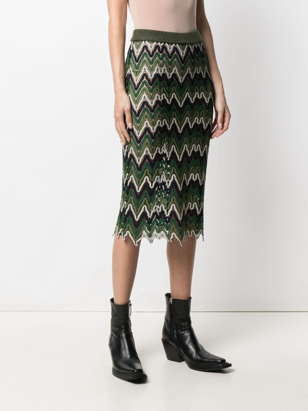 фото Andersson bell zigzag-pattern pencil skirt