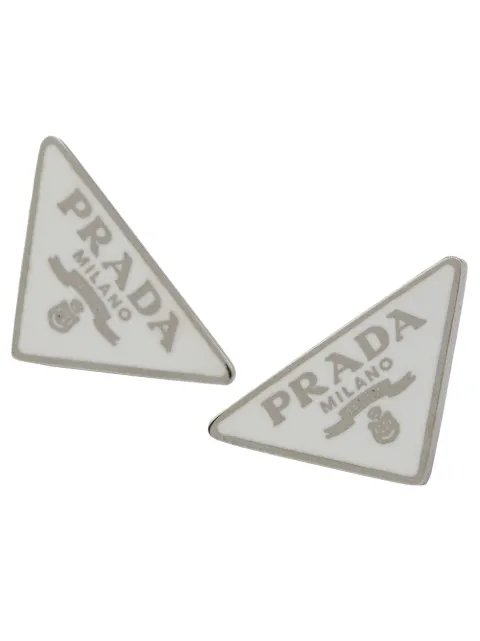 prada triangle logo earrings