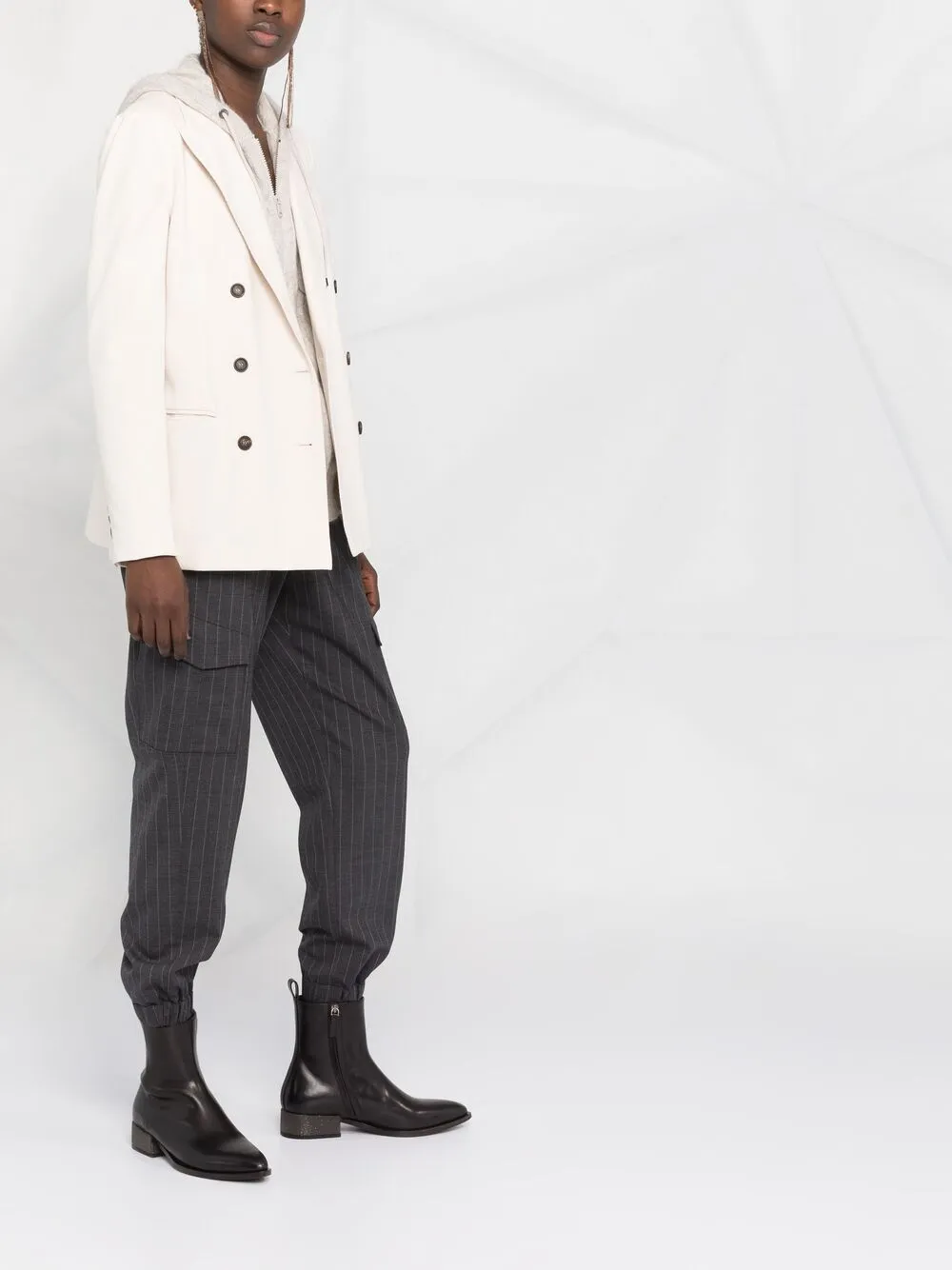 Brunello Cucinelli Double-breasted Peacoat In Neutrals