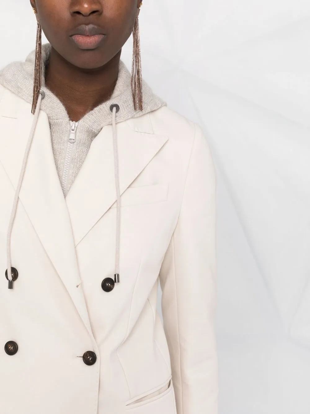 Brunello Cucinelli Double-breasted Peacoat In Neutrals