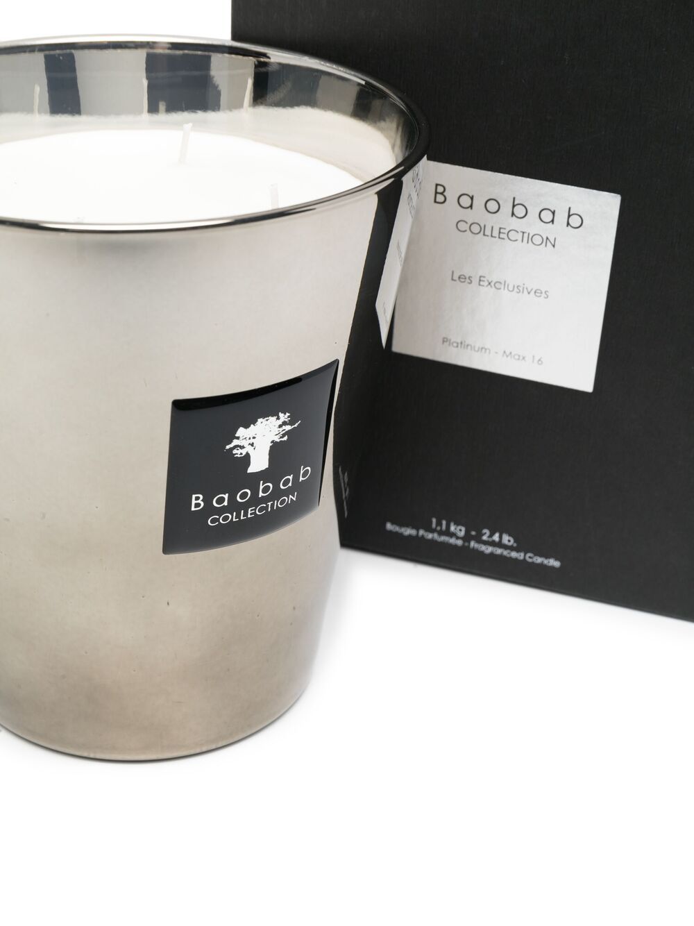 Shop Baobab Collection Platinum Max 16 Scented Candle In Silver