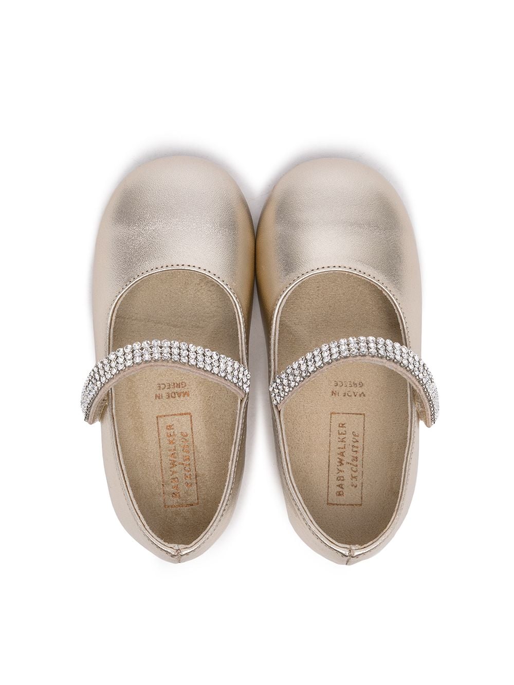 Shop Babywalker Crystal-embellished Ballerina Shoes In Gold
