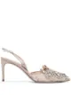 Image 1 of René Caovilla Veneziana slingback silk pumps