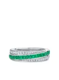 KWIAT 18kt white gold Splendor diamond and emerald stripe partway band - Silver