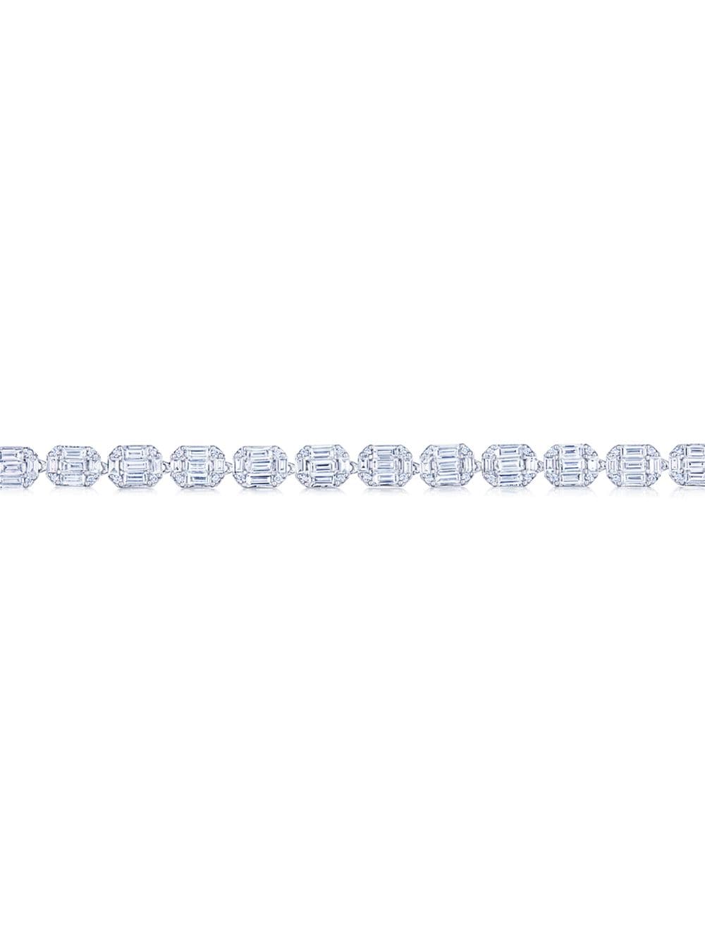 Shop Kwiat 18kt White Gold Emerald Cut Diamond Sunburst Bracelet In Silber