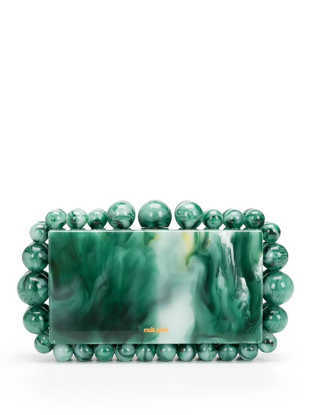 Cult Gaia Eos Beaded Acrylic Box Clutch In Green
