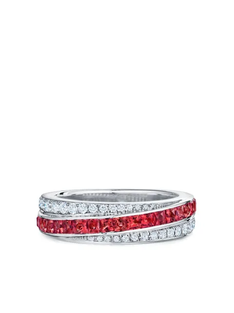 KWIAT 18kt white gold diamond ruby Splendor stripe partway band ring