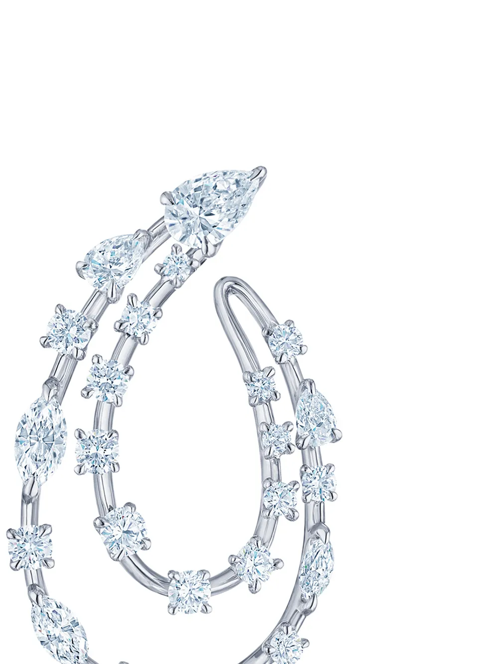 Shop Kwiat 18kt White Gold Diamond Starry Night Two-row Sideways Hoop Earrings In Silber