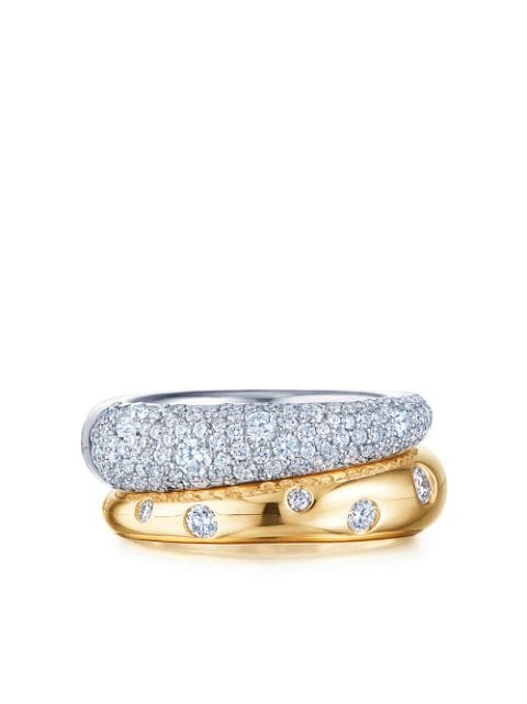 KWIAT 18kt white and yellow gold Cobblestone diamond double band ring