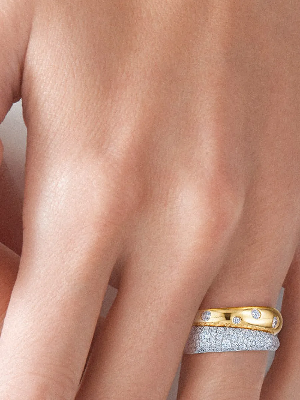 Shop Kwiat 18kt White And Yellow Gold Cobblestone Diamond Double Band Ring