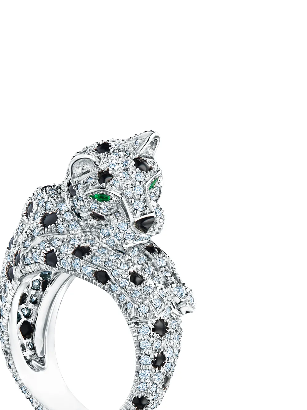 FRED LEIGHTON Cartier London 铂金钻石缟玛瑙黑豹戒指