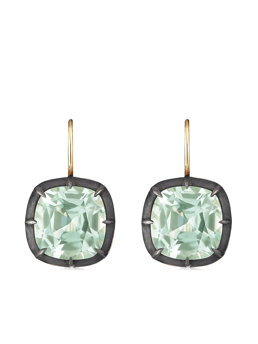 FRED LEIGHTON серьги Collet из желтого золота и серебра с кварцем