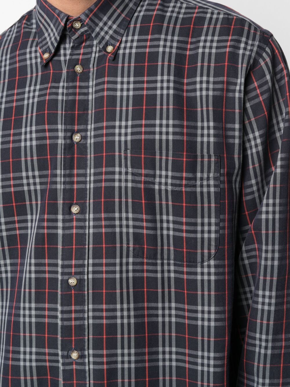 Pre-owned Burberry 2000s Checked Button-down Shirt In Blue