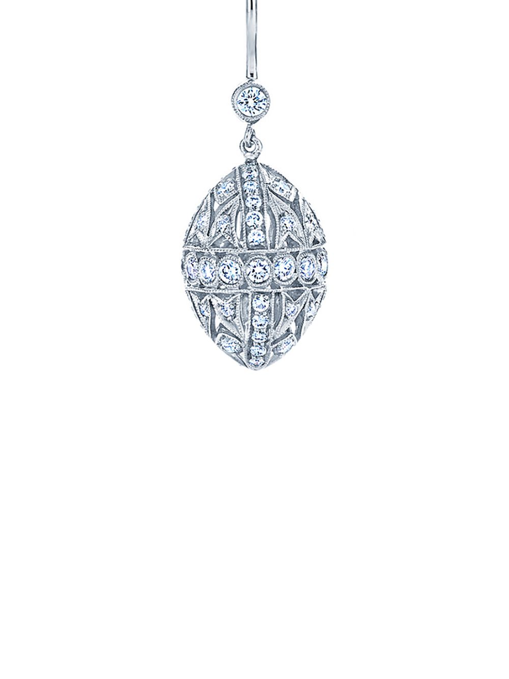 Shop Kwiat 18kt White Gold Splendor Filigree Diamond Egg Drop Earrings In Silber