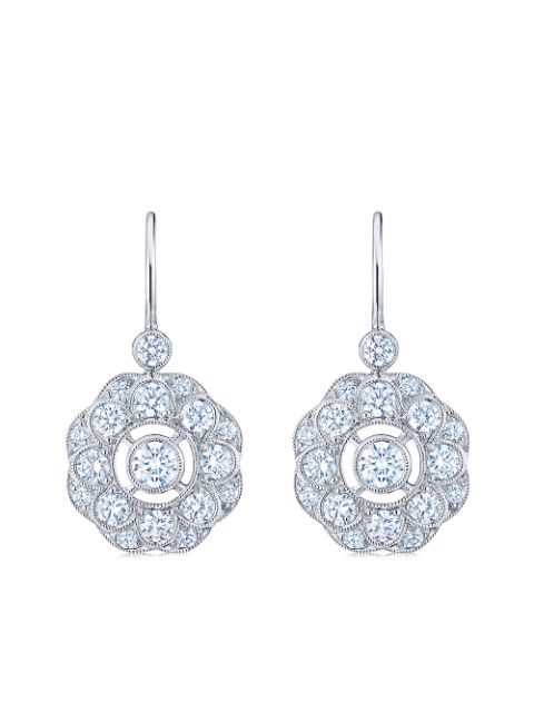 KWIAT 18kt white gold diamond Splendor layered cluster drop earrings