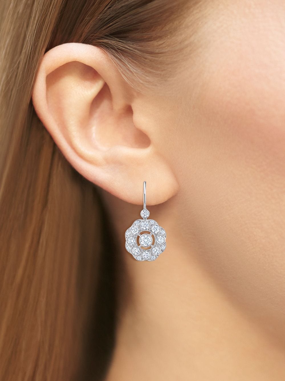 Image 2 of KWIAT 18kt white gold diamond Splendor layered cluster drop earrings