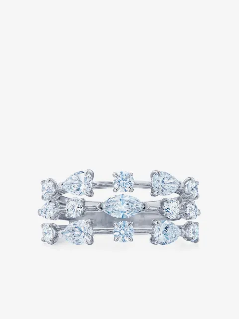 KWIAT 18kt white gold diamond Starry Night three-row ring