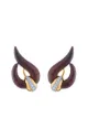 Image 1 of FRED LEIGHTON 18kt yellow gold diamond Cocobolo wood wave earrings